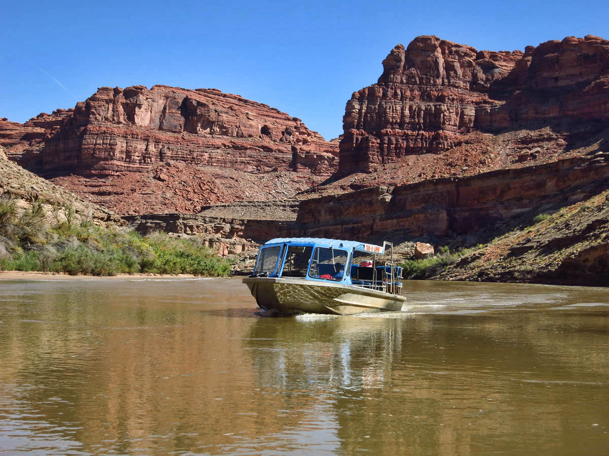 The competition, another river outfitter based in Moab, on their way to pick up clients.