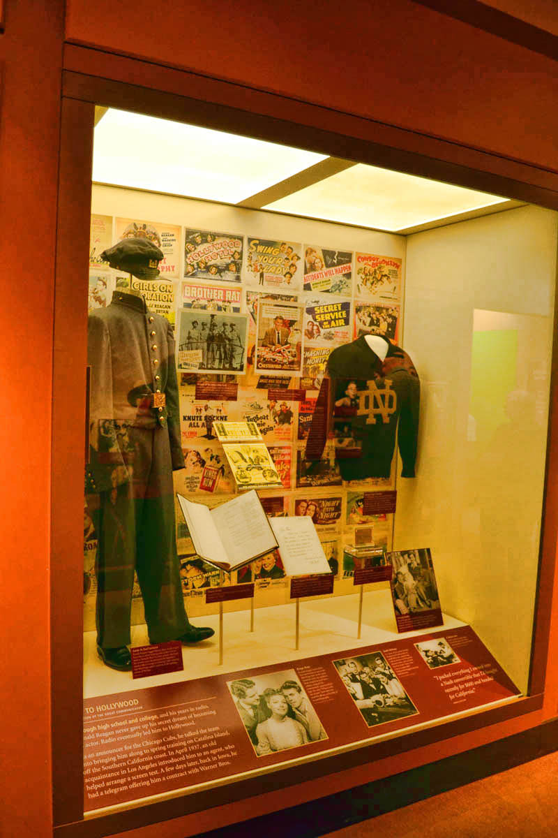 First section of the museum is all about the Hollywood days. On the left is Reagan's uniform from XXX movie, and on the right is "The Gipper's" sweater.
