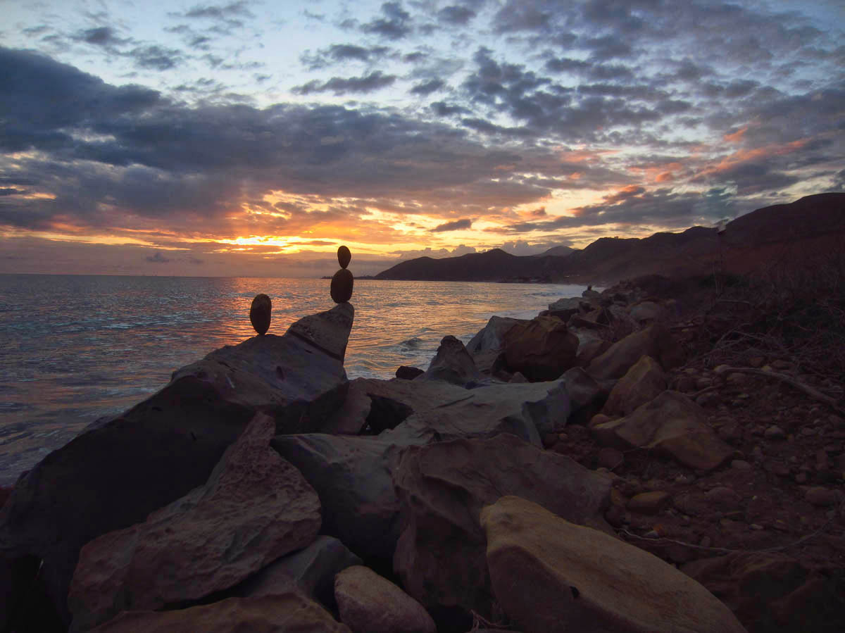 This "rock stacking" pastime is quite popular in Ventura.