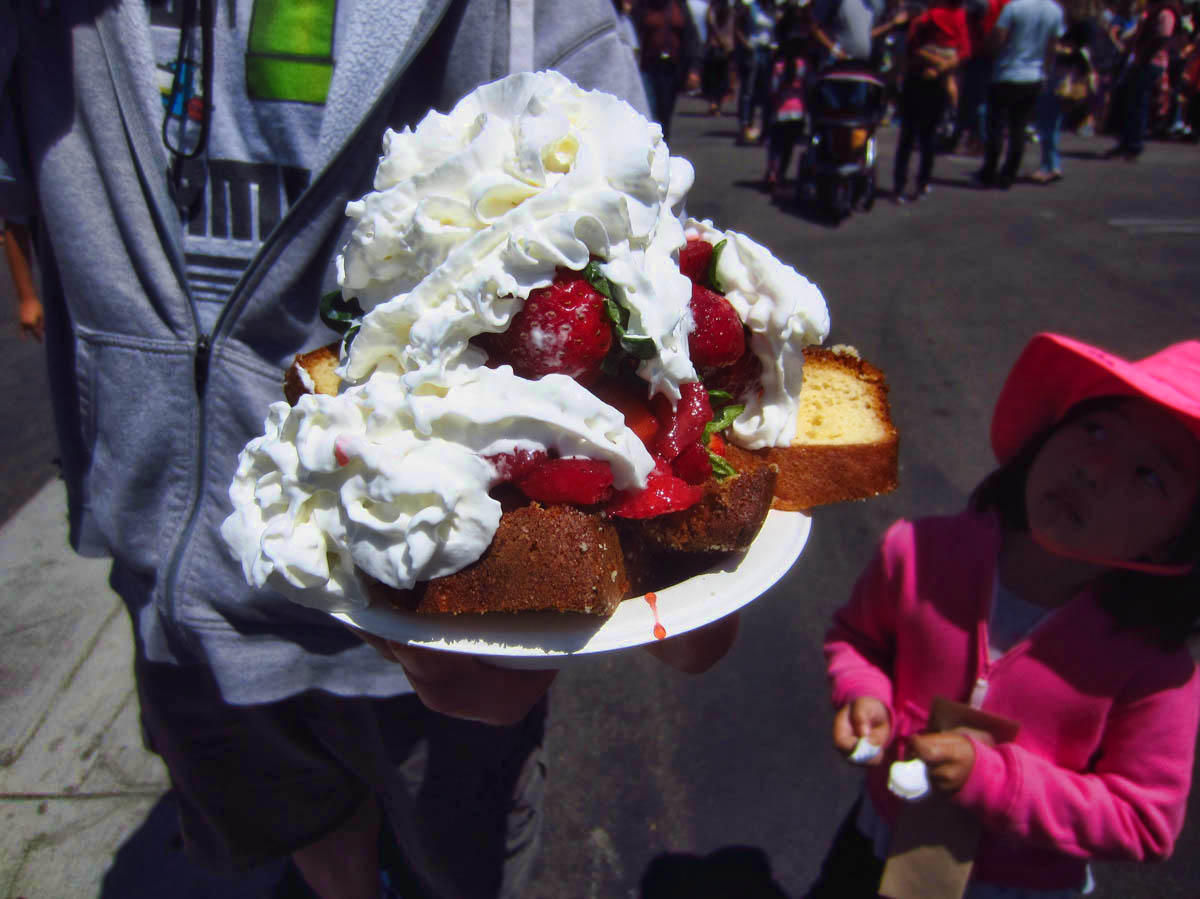The largest booth (and oddly enough, shortest line) was the "Build your own Strawberry Shortcake" where for $5, you could pile it as high as the bowl will hold.