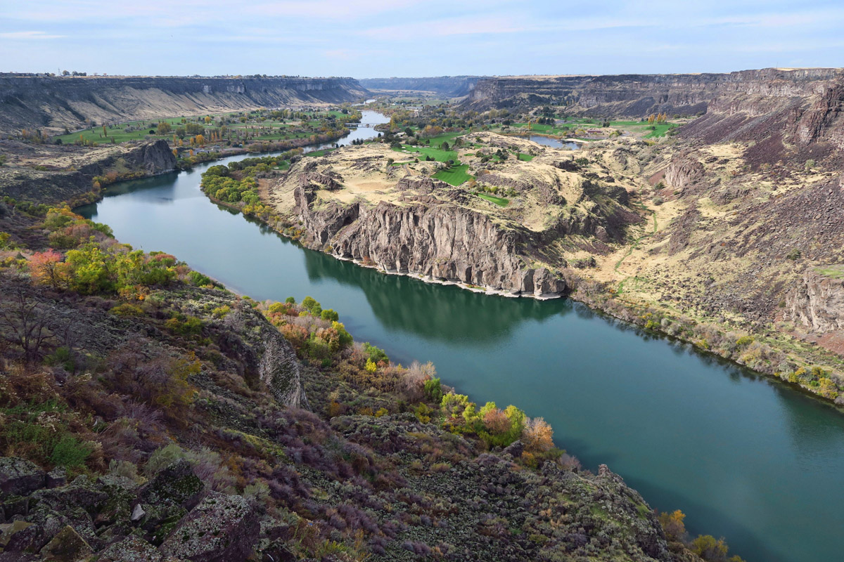 View of the Snake River Canyon from the Visitor Center overlook.