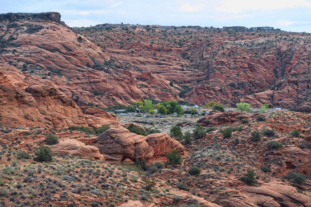Looking down into the campground in Snow Canyon State Park.
