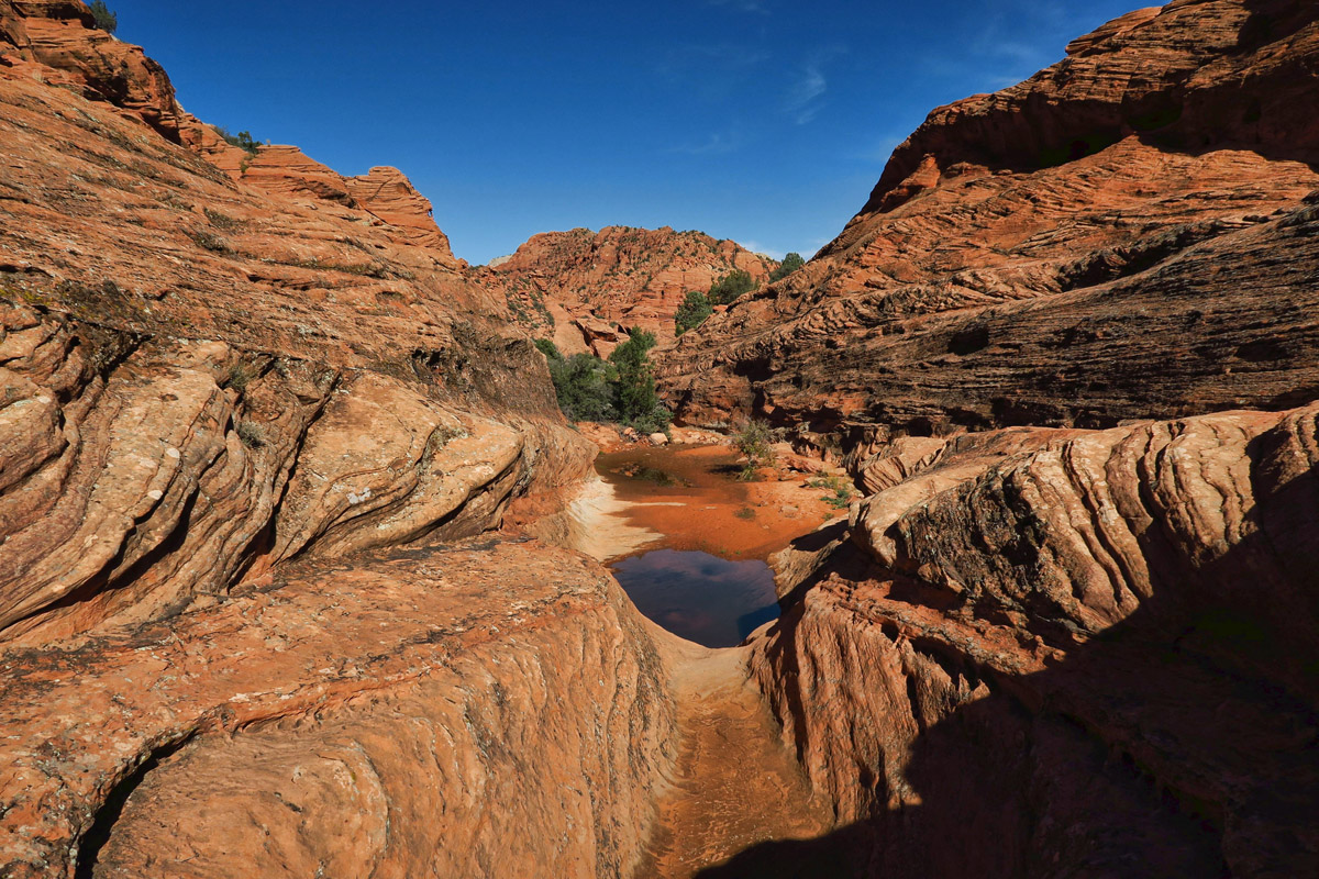 After these water pools, the trail intersects with the Red Sands Trail.